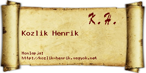 Kozlik Henrik névjegykártya